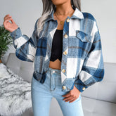 Plaid Button Cuff Long Sleeve Jacket Ins Street